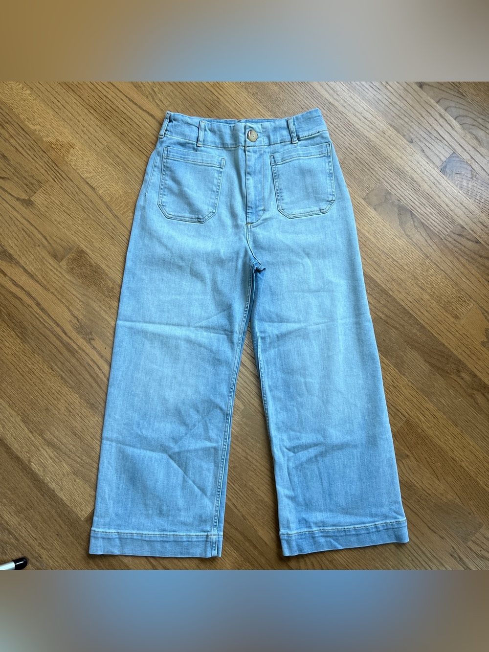 NEW Anthropologie Maeve Colette High-Rise Wide-Leg Cropped Jeans Lightwash Sz 30 - Picture 8 of 12